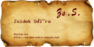 Zsidek Sára névjegykártya